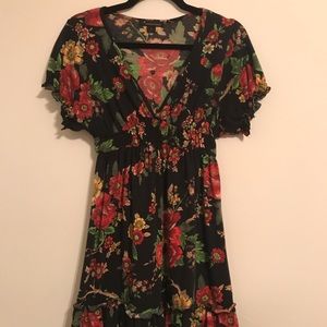 🍂Black floral dress, small